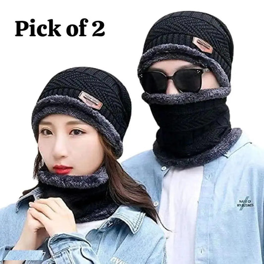 4 Pcs Wool Beanie and Neck Warmer Set - Buy 1 Get 1 Free