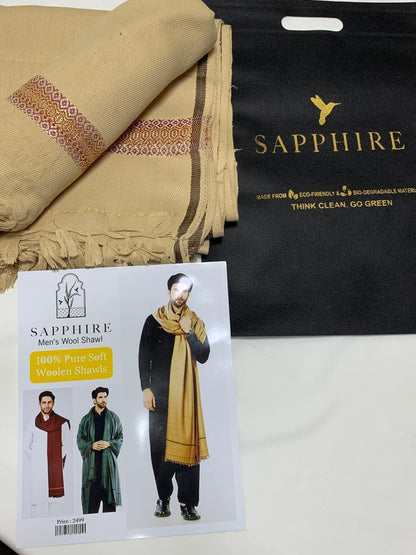 1 Pc Men's Wool Plain Shawl