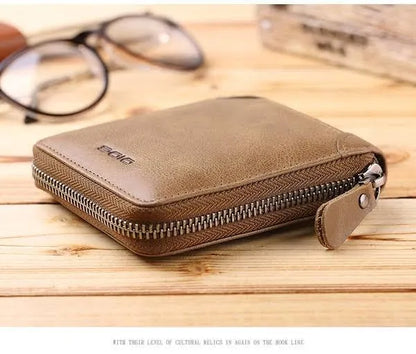Men's Zipper Leather Wallet