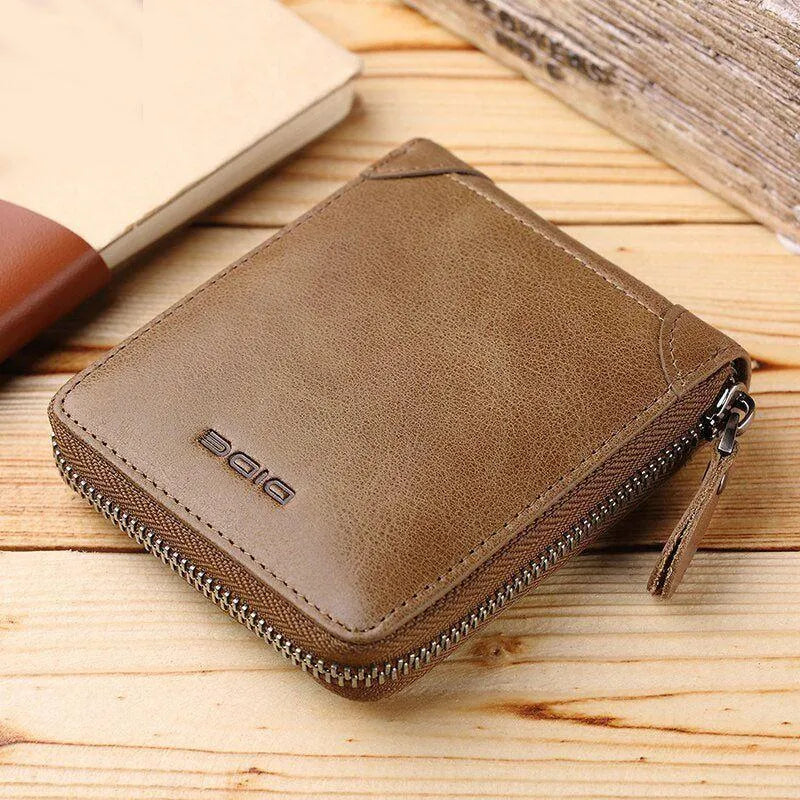 Men's Zipper Leather Wallet