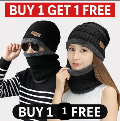 4 Pcs Wool Beanie and Neck Warmer Set - Buy 1 Get 1 Free